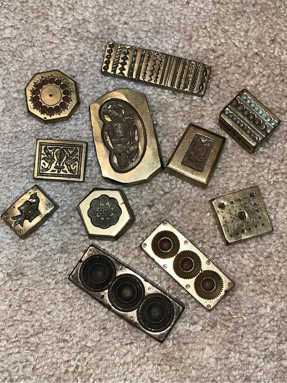 vintage brass jewelry stamps and metal molds